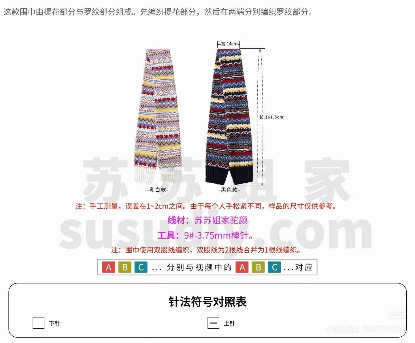 Colorful Fair Isle Knitting Scarf Pattern Chart