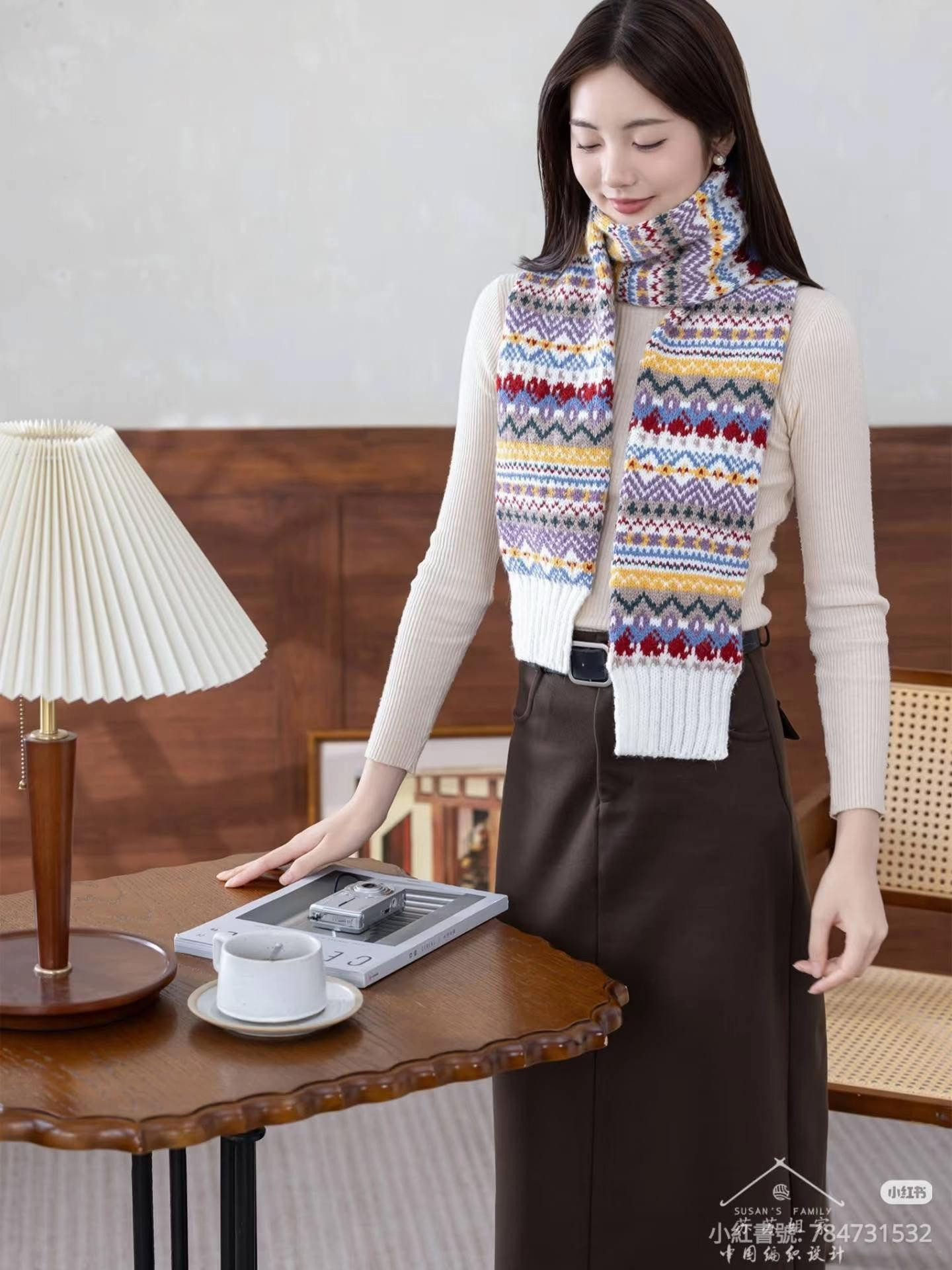 Colorful Fair Isle Knitting Scarf Pattern Chart