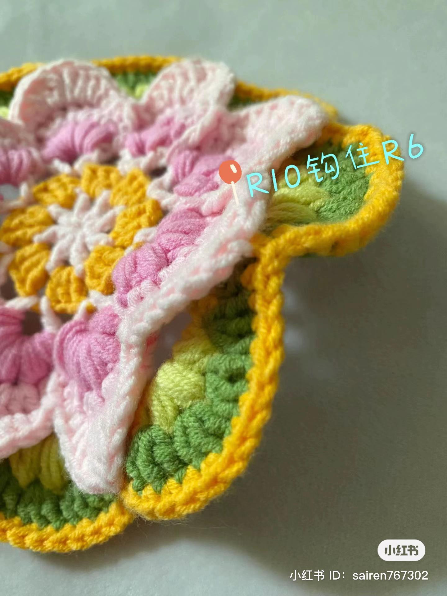 Colorful Flower Crochet Pattern Chart with Text Tutorial