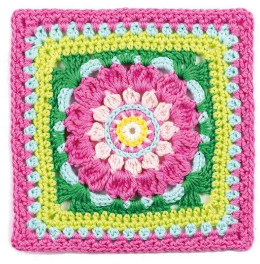 Colorful Flower Granny Square Crochet Chart Pattern