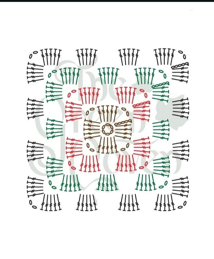 Colorful Flower Granny Square Crochet Pattern Chart and Step-by-Step Tutorial