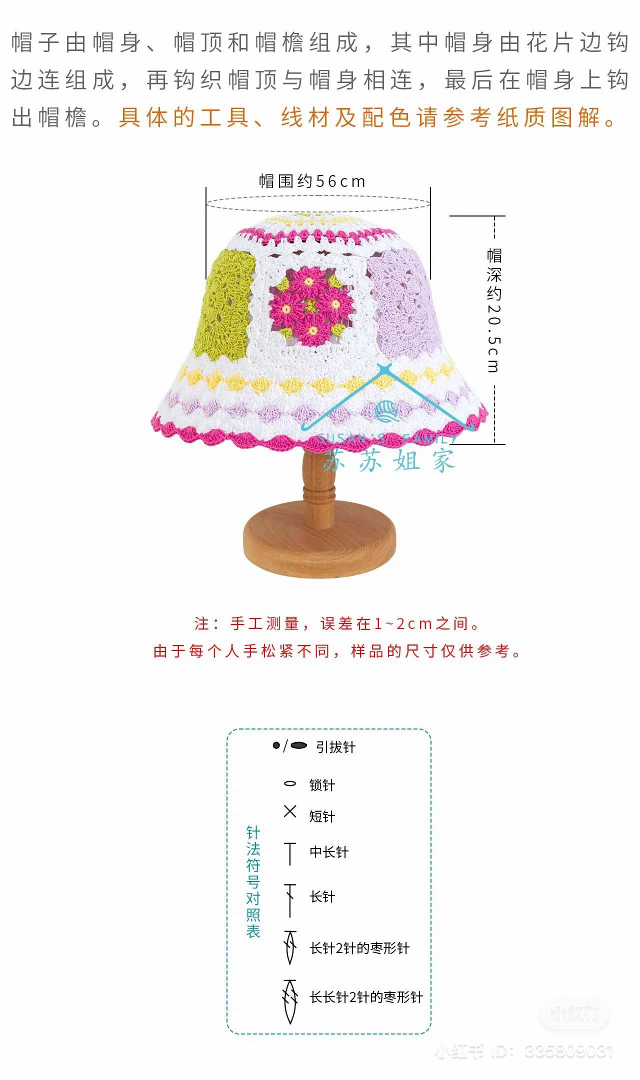 Colorful Granny Square Crochet Bucket Hat Pattern Tutorial with Stitch Chart