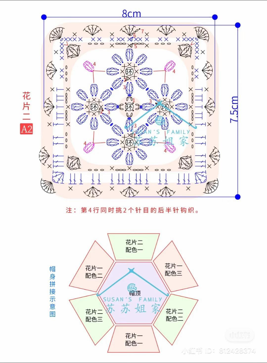 Colorful Granny Square Crochet Bucket Hat Pattern Tutorial with Stitch Chart