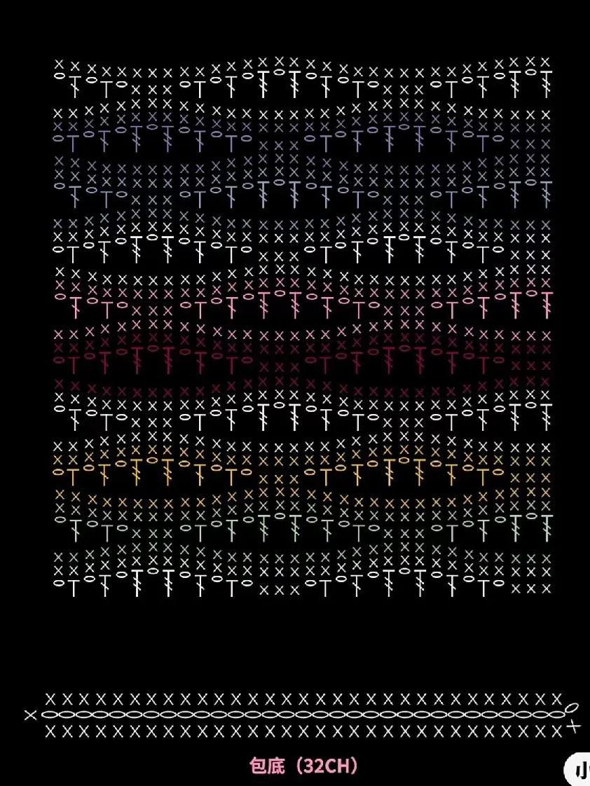 Colorful Pastel Striped Crochet Bag with Flower Beaded Strap and Flat Chart Pattern