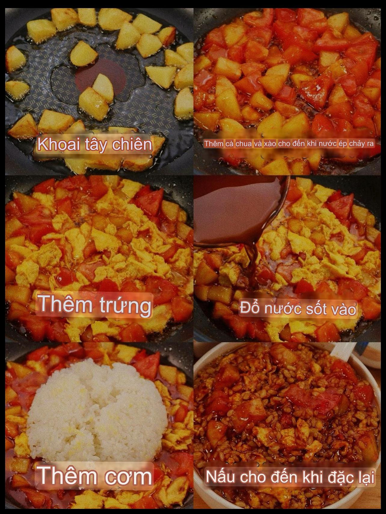 Cơm cà chua trứng khoai tây sốt đậm đà