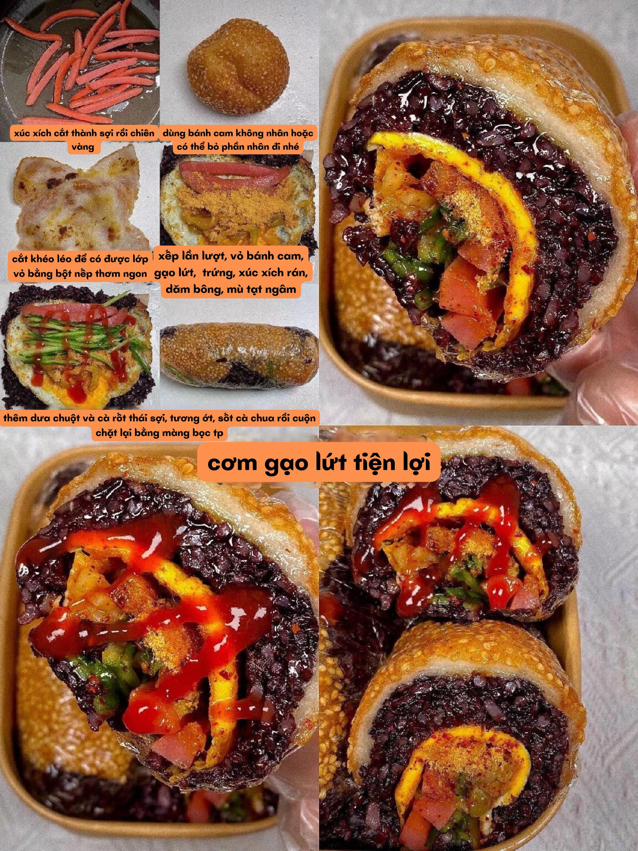 Cơm gạo lứt cuộn tiện lợi và bánh bao chiên nhân khoai môn tím ngọt ngào