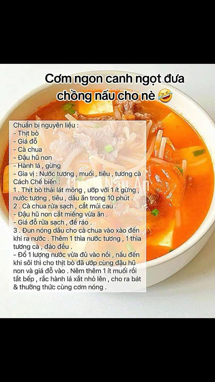 Cơm ngon canh ngọt: Cách nấu canh thịt bò cà chua đậu hũ non