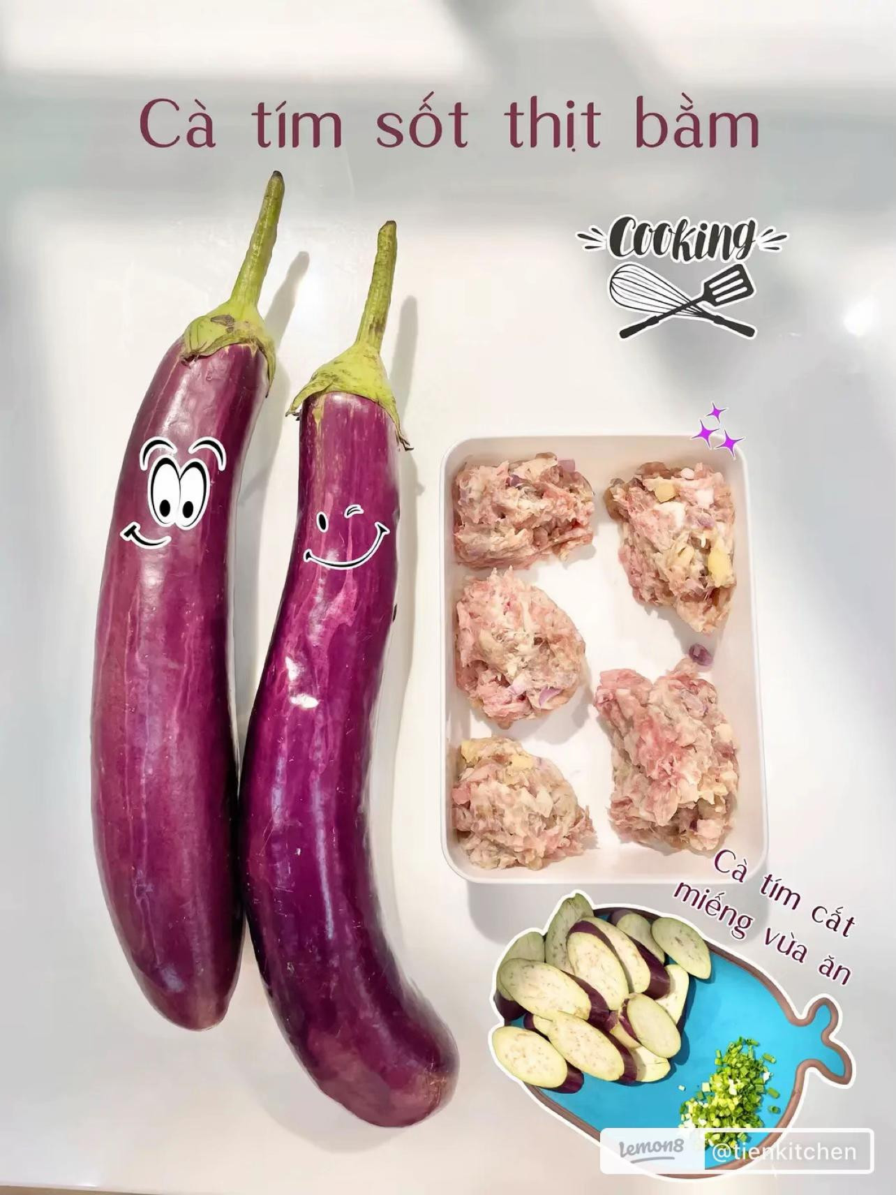 Cơm nhà #10: Cà tím sốt thịt bằm và canh rau ngót