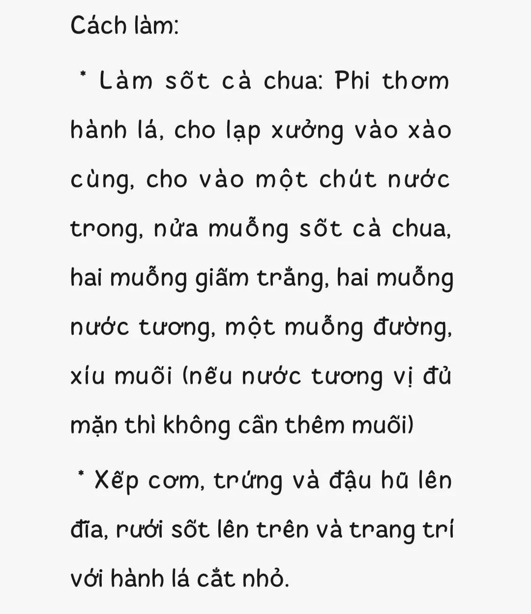 Cơm rang đậu hũ trứng chiên với sốt cà chua và Lạp xưởng