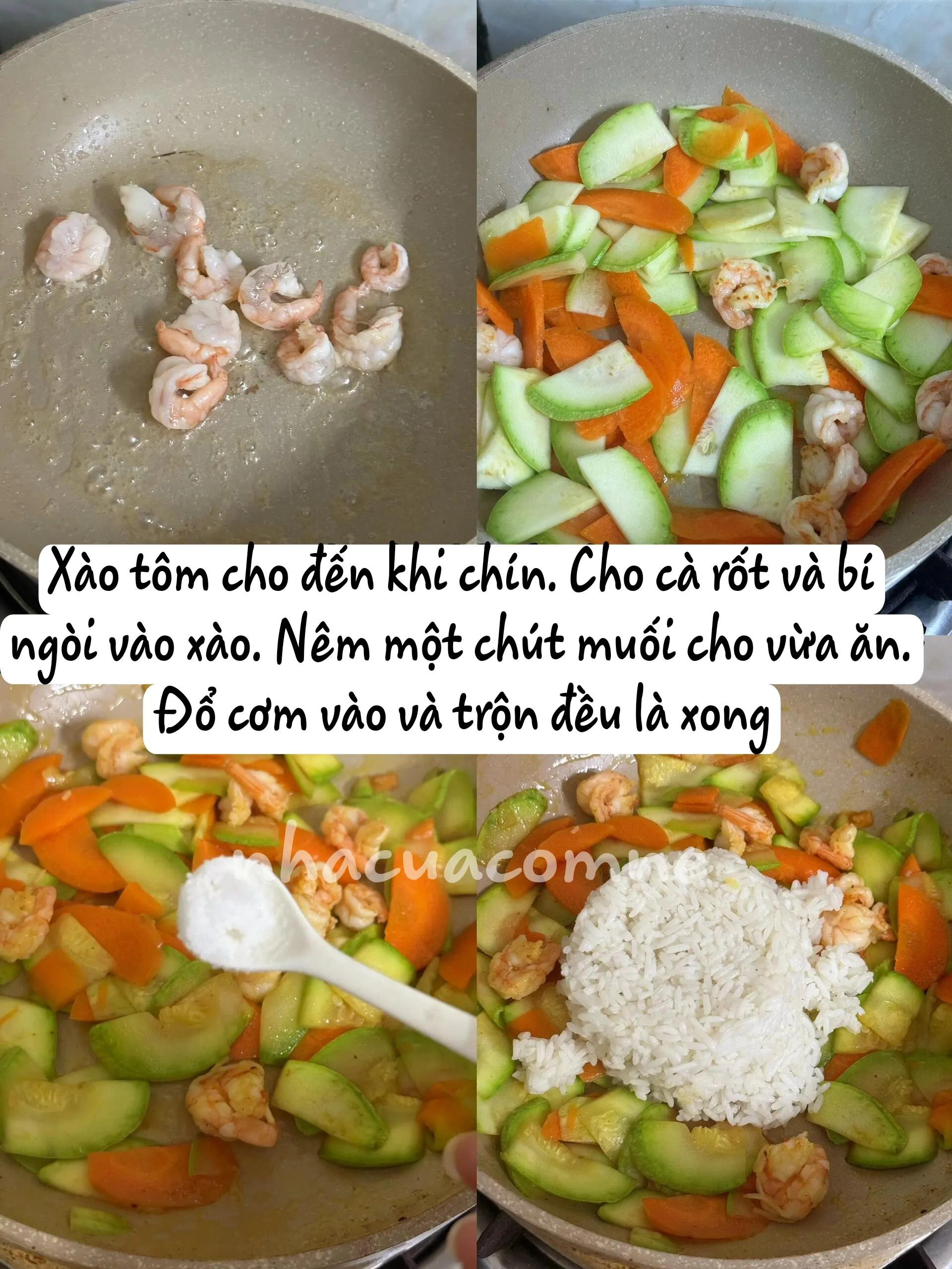 Cơm rang tôm bí ngòi cà rốt