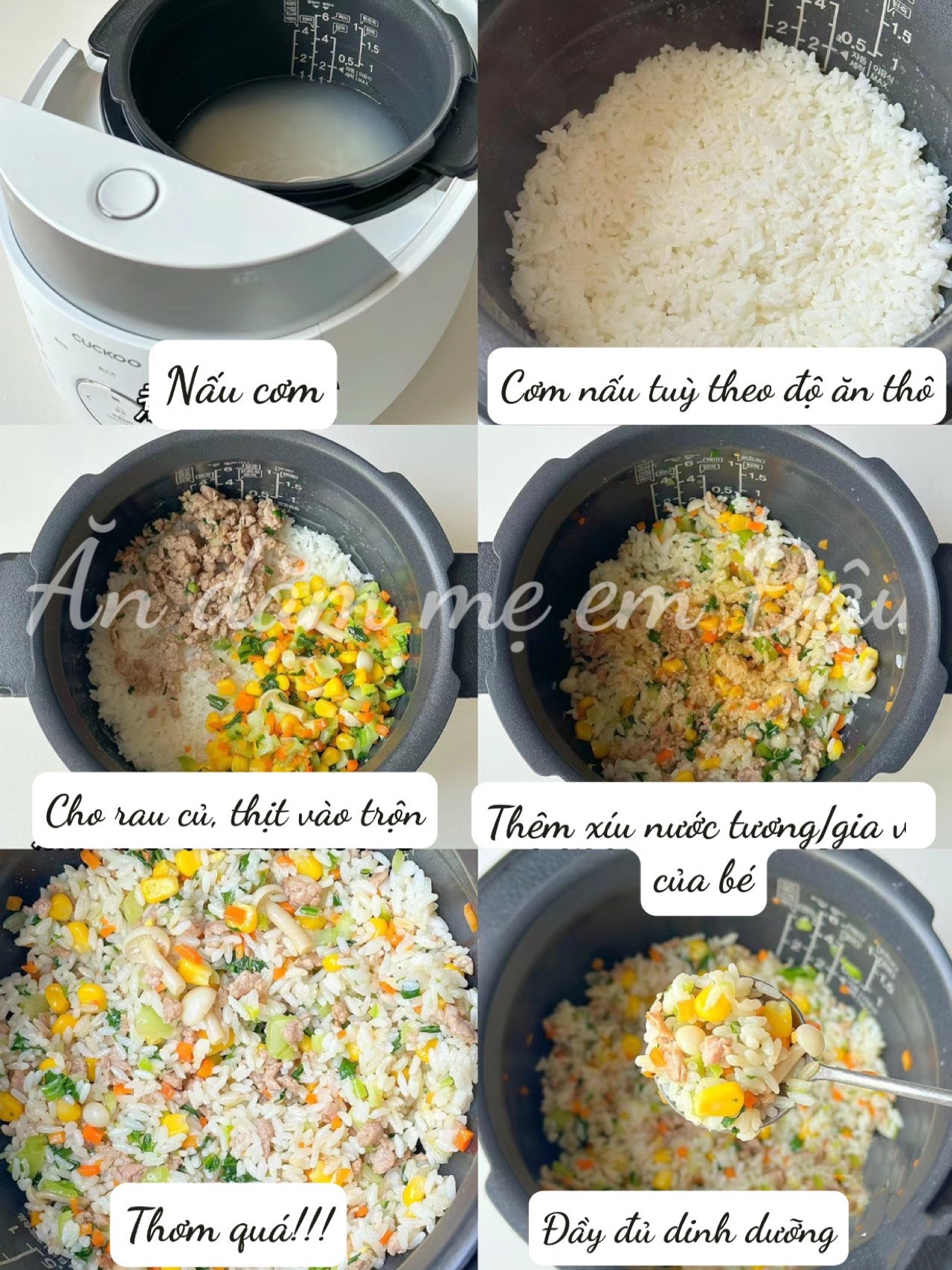 Cơm Rau Củ Thịt Bằm Mềm Dẻo Cho Bé