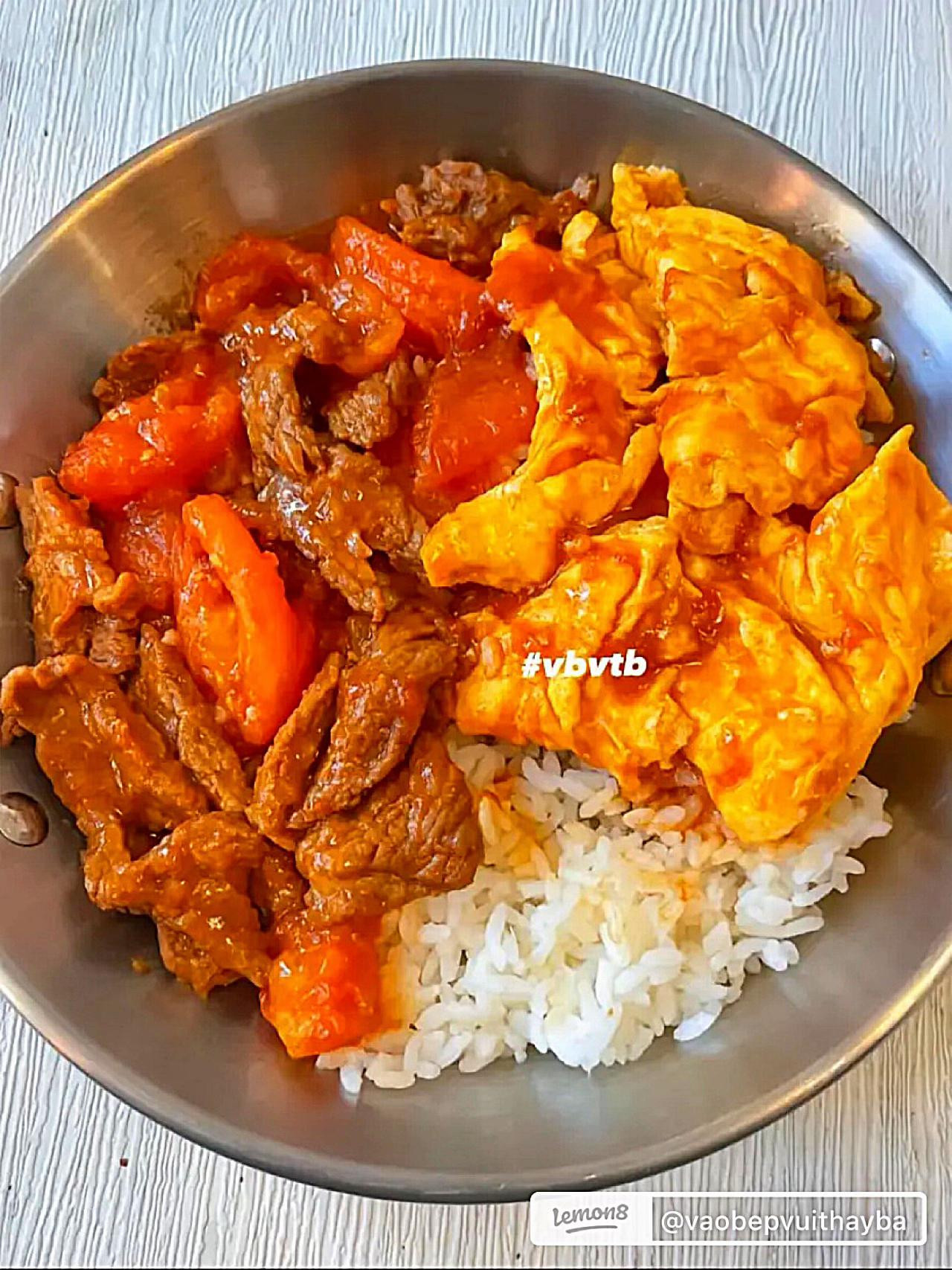 Cơm thịt bò trứng cà chua - Món ăn healthy dinh dưỡng