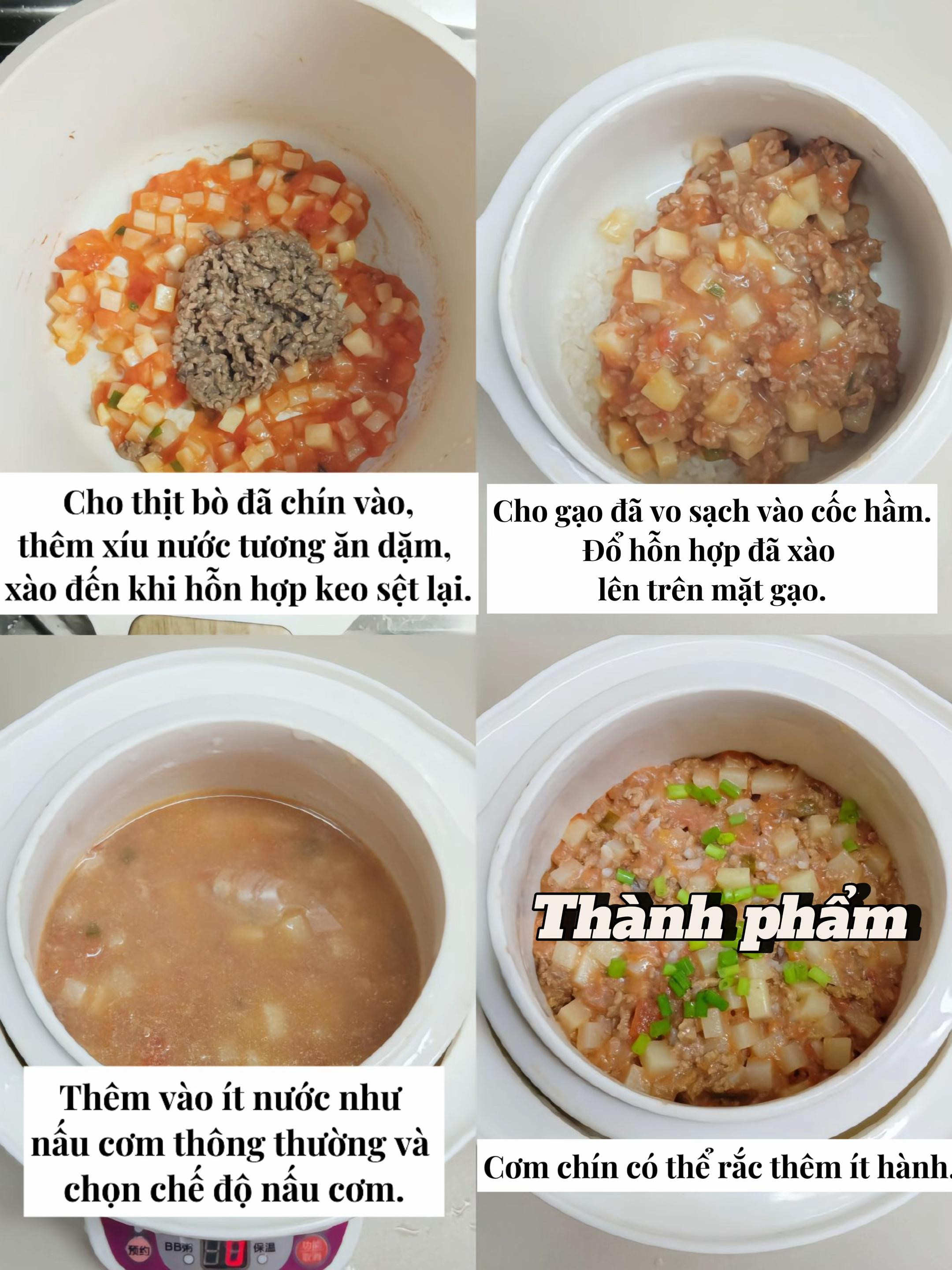 Cơm trộn thịt bò khoai tây cho bé ăn dặm 10 tháng