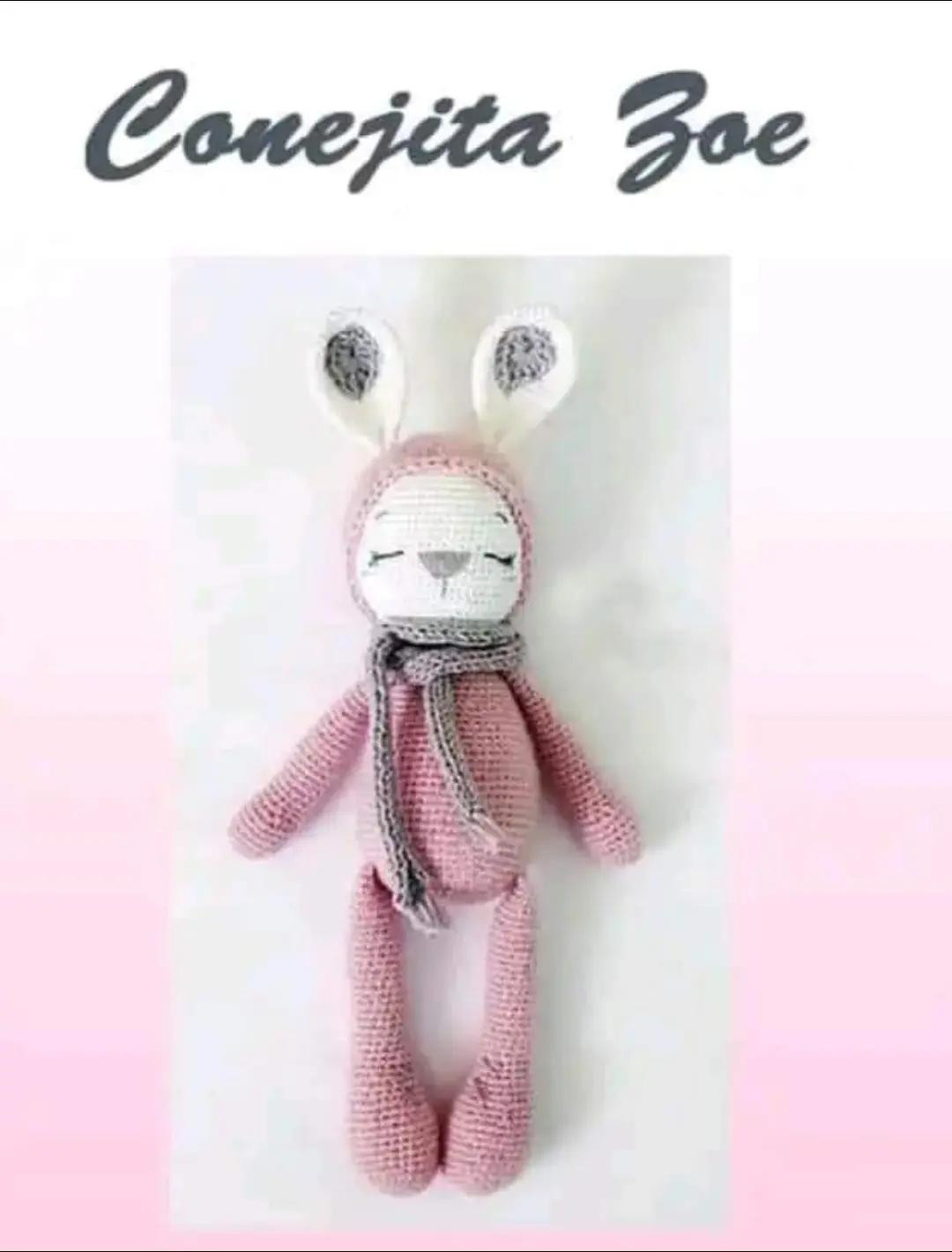Conejita Zoe Amigurumi Pattern: Complete Crochet Instructions for Pink Rabbit Doll with Hood and Scarf