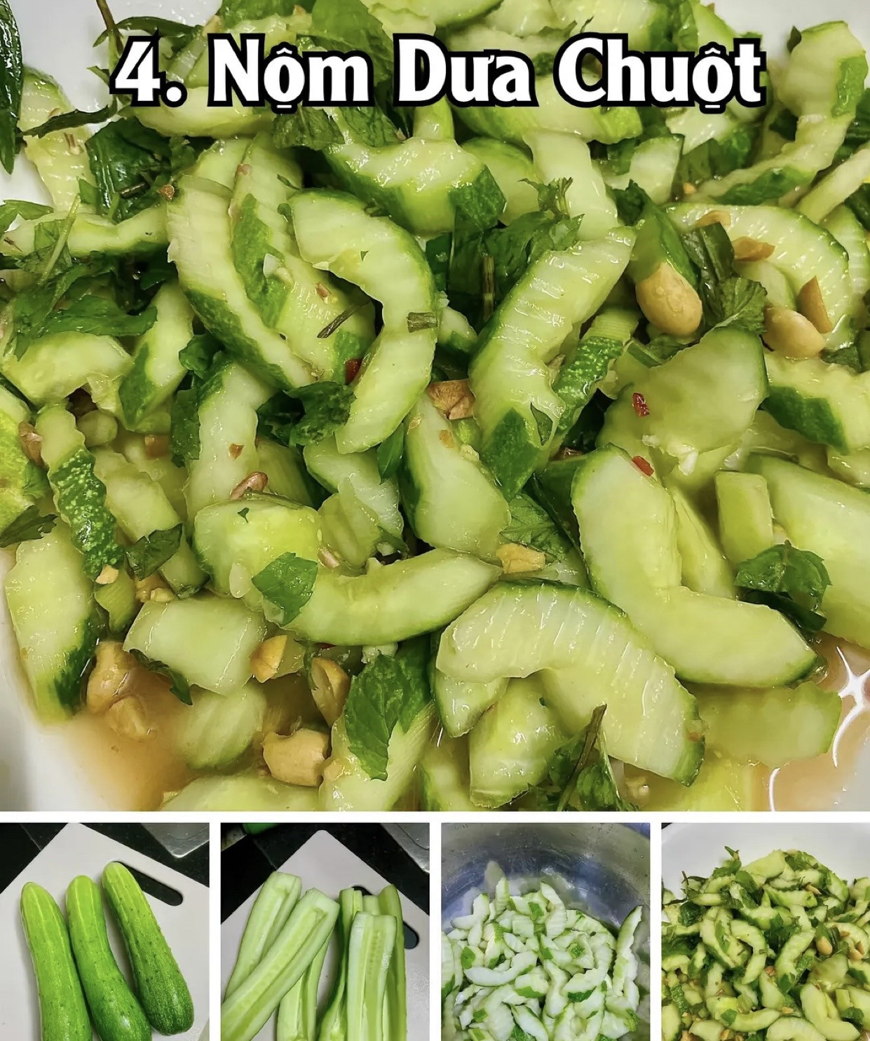 Công thức 4 món nộm ngon: Nộm Tai Heo, Nộm Bắp Bò, Sung Muối Xổi, Nộm Dưa Chuột