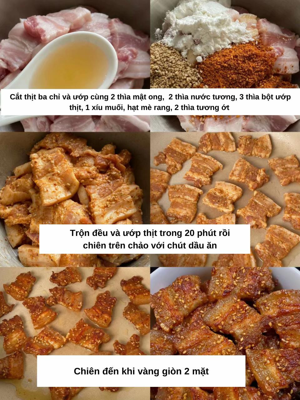 Công thức Ba chỉ nướng giòn rụm với mật ong, tương ớt và hạt mè