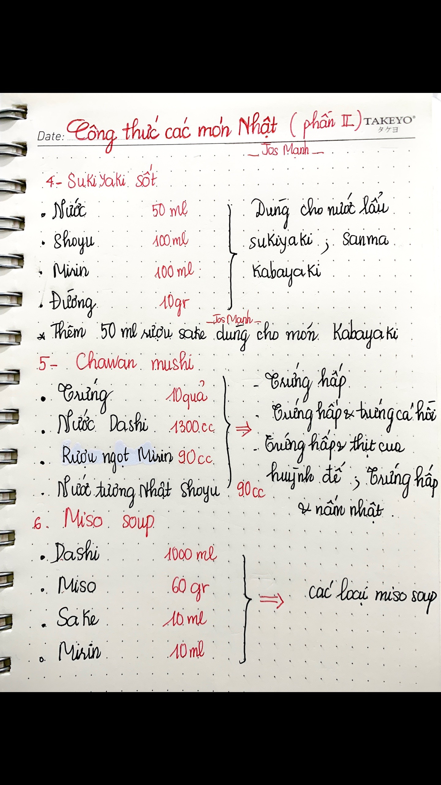 Công thức các món Nhật (phần II): Sốt Sukiyaki, Chawan Mushi và Miso Soup