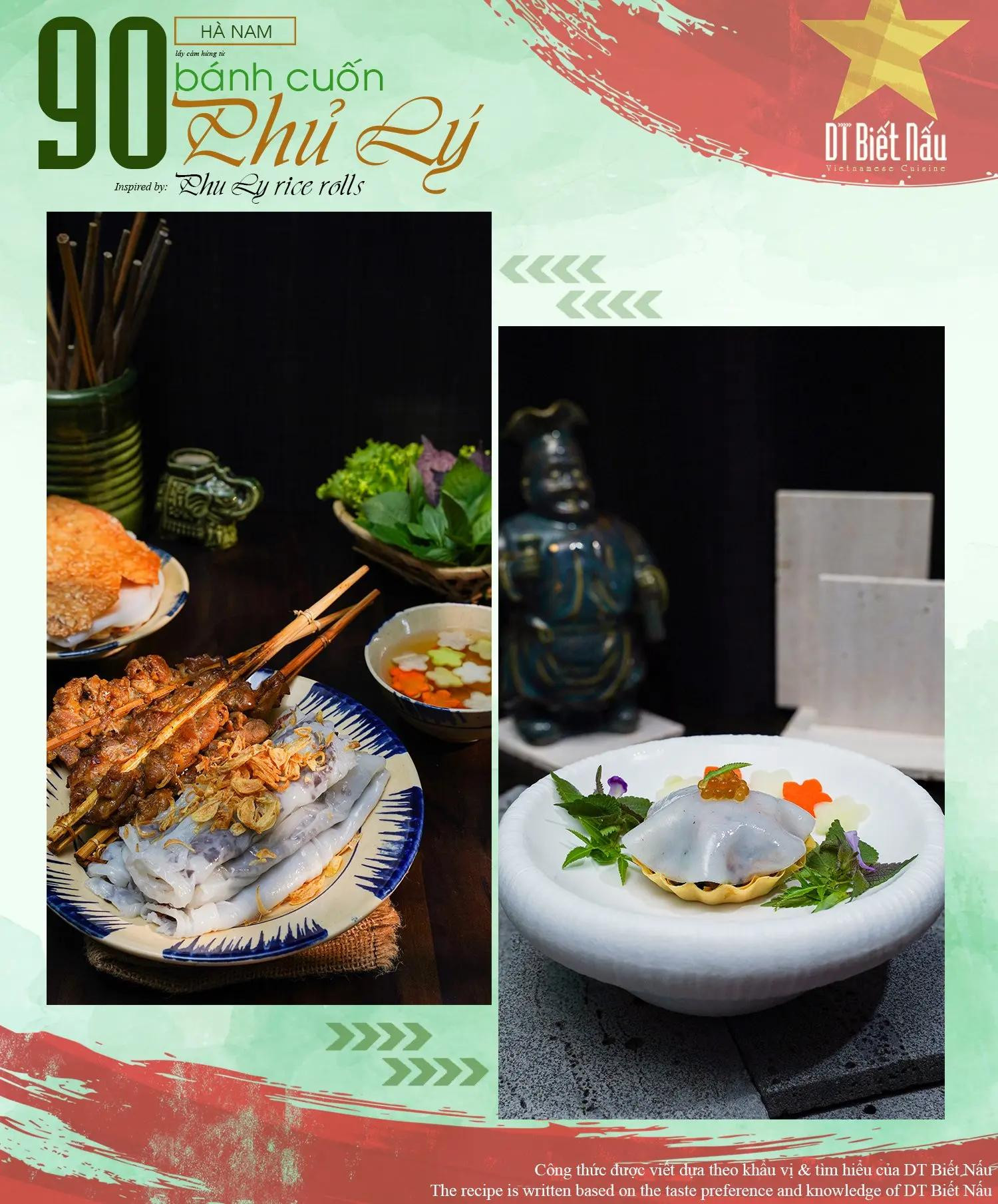 Công thức chi tiết Bánh cuốn Phủ Lý Hà Nam với thịt nướng và nước chấm đặc trưng