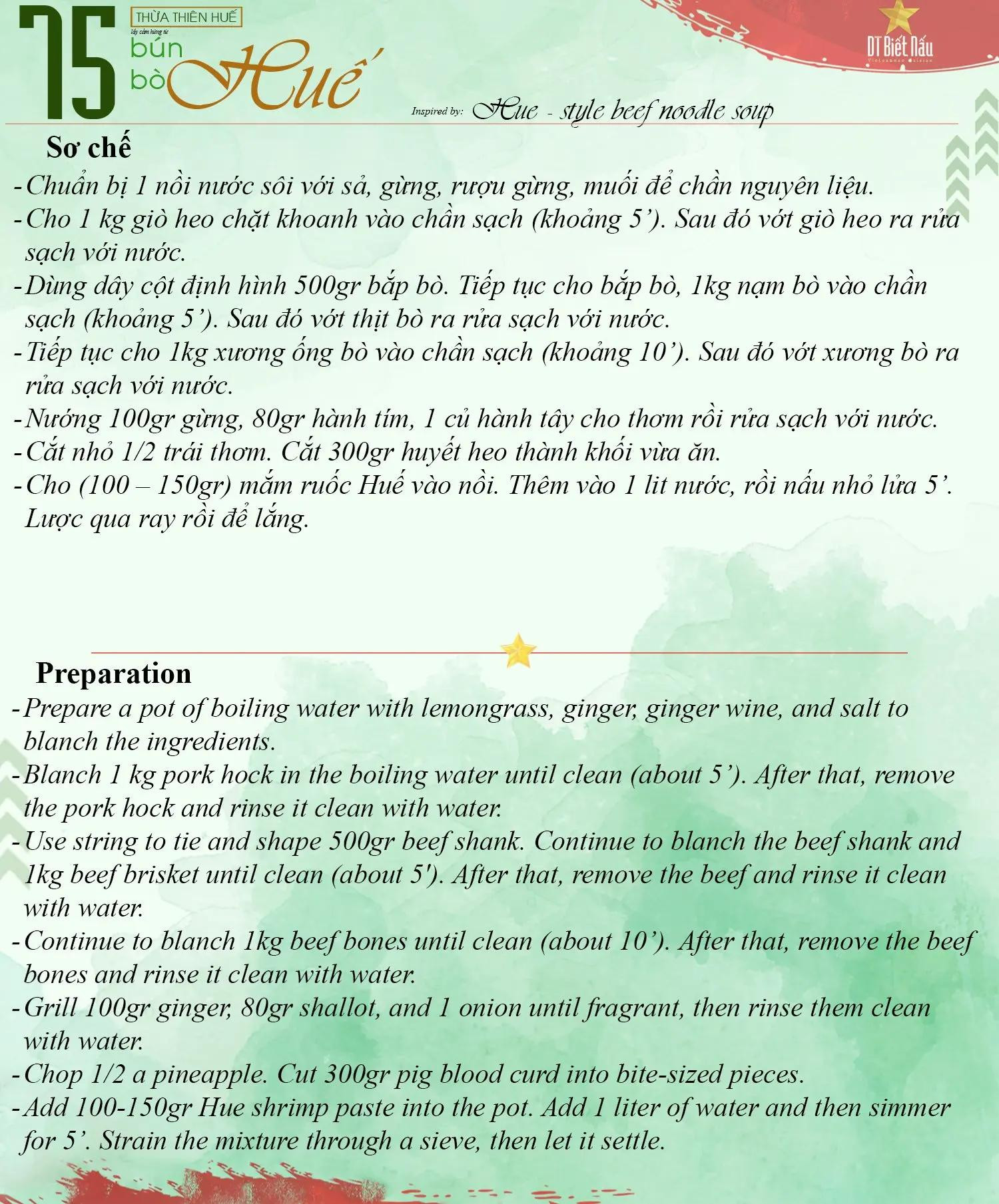 Công thức chi tiết Bún Bò Huế - Món ăn đặc sản Thừa Thiên Huế với nước dùng đậm đà