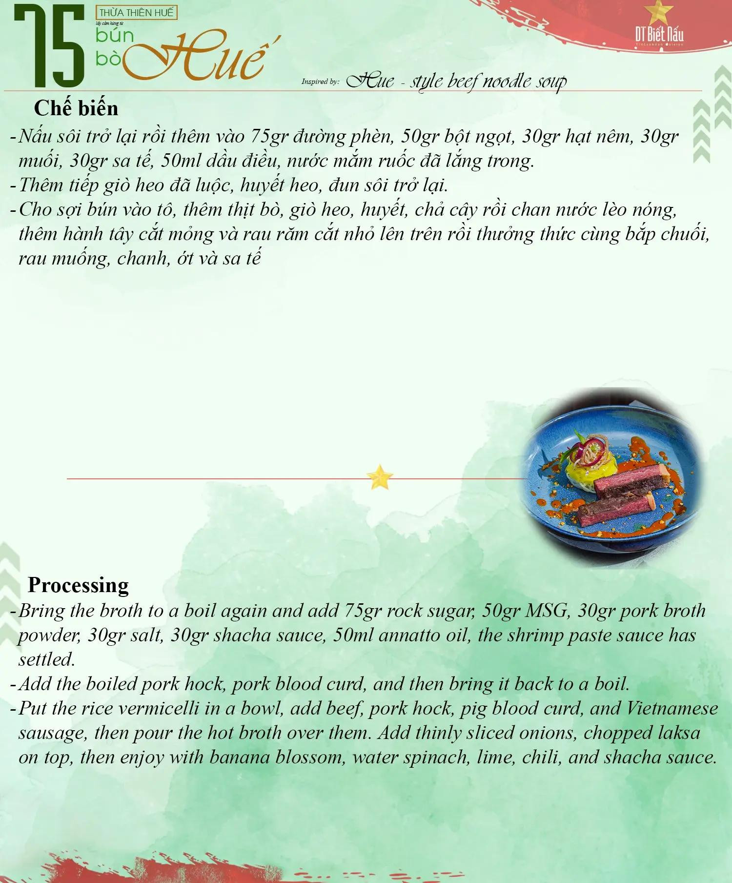 Công thức chi tiết Bún Bò Huế - Món ăn đặc sản Thừa Thiên Huế với nước dùng đậm đà