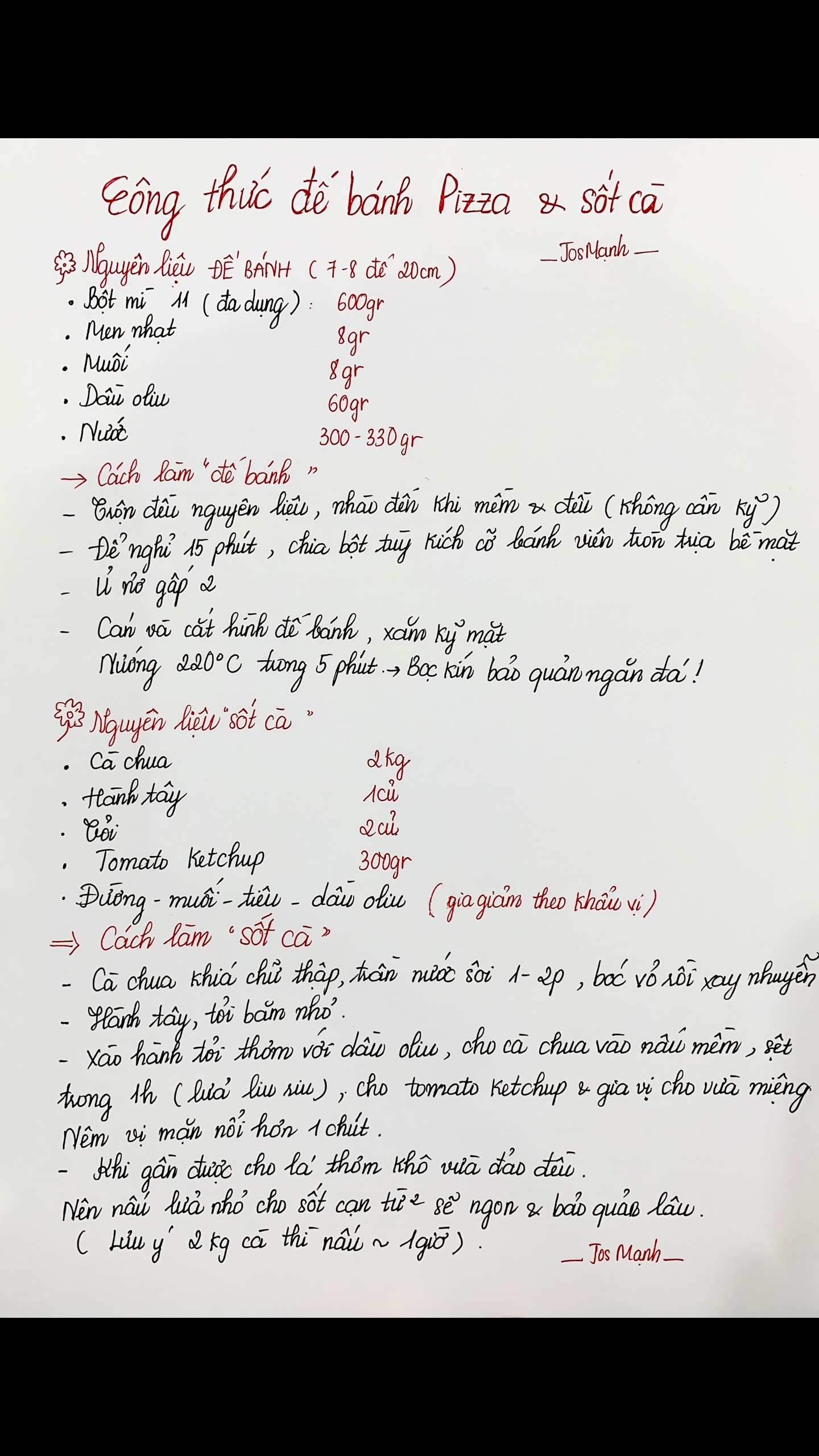 Công thức chi tiết làm đế bánh Pizza và sốt cà chua chuẩn vị