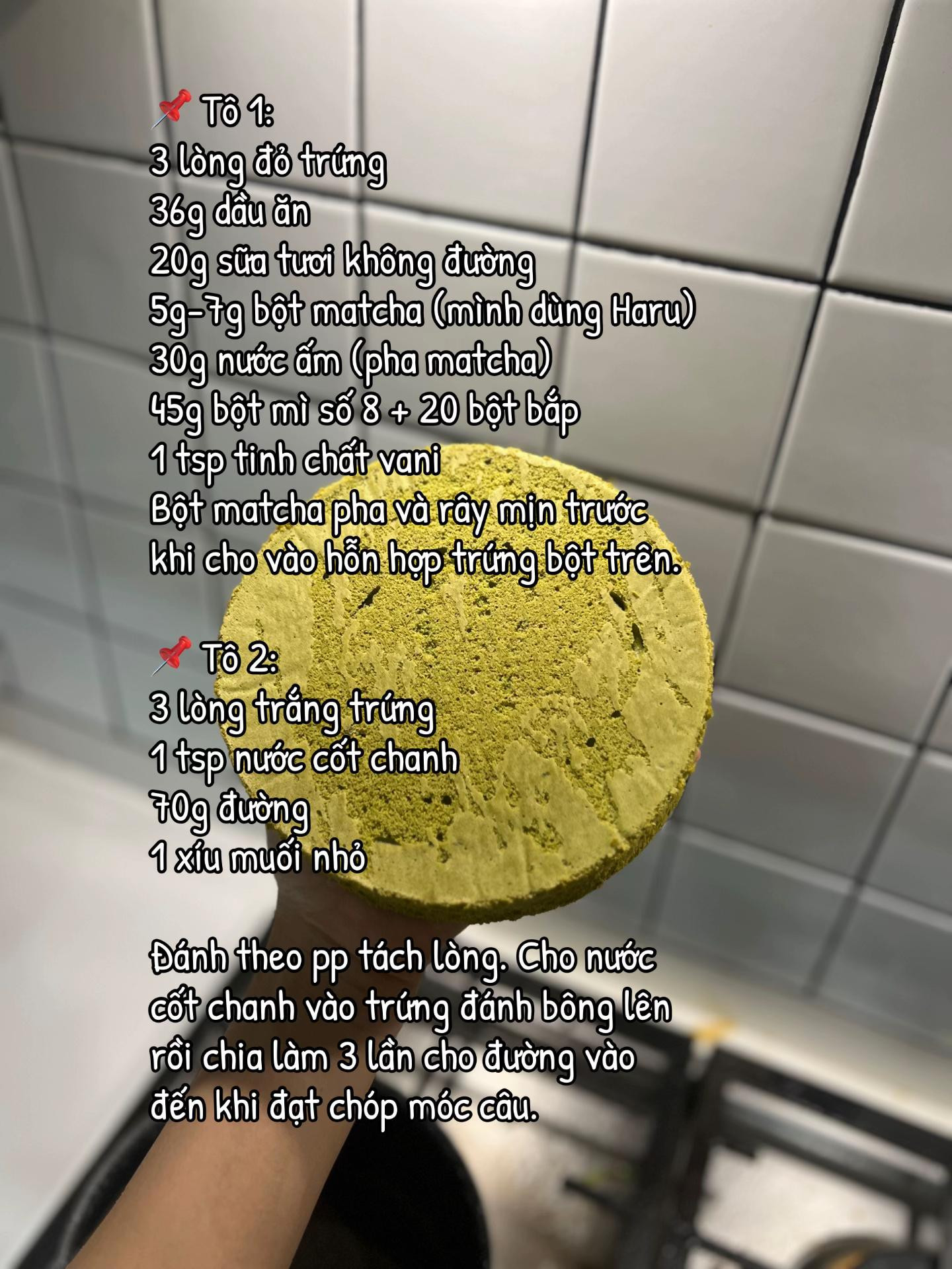 Công thức cốt bánh bông lan Matcha (Sponge Cake) mềm ẩm, xốp ngon