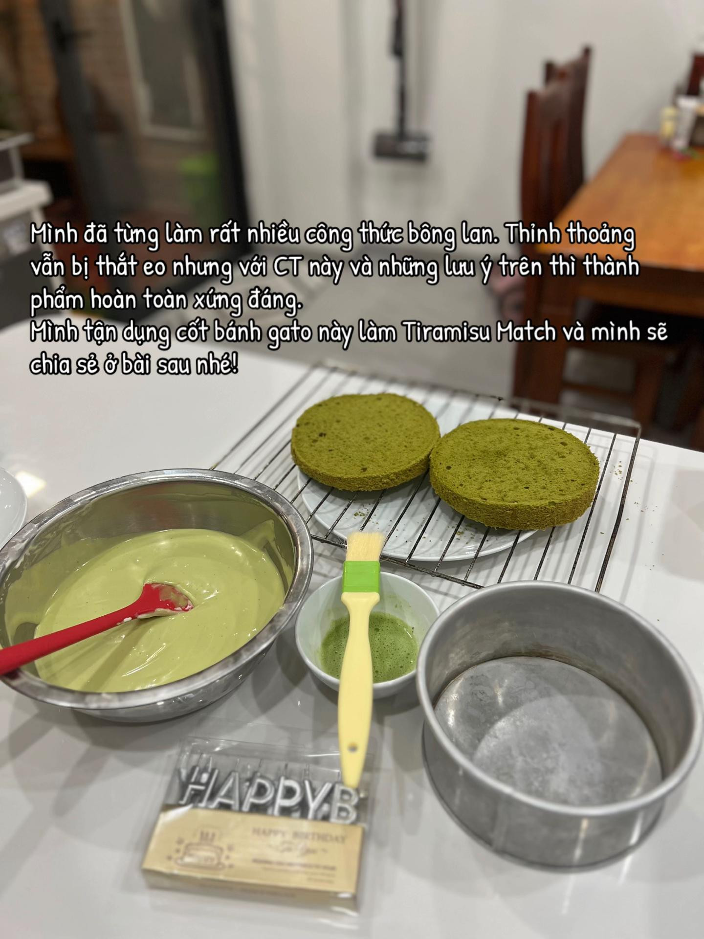 Công thức cốt bánh bông lan Matcha (Sponge Cake) mềm ẩm, xốp ngon