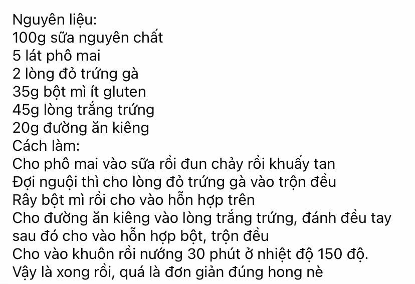 Công thức làm bánh bông lan ít calo mềm mịn với phô mai và sữa nguyên chất