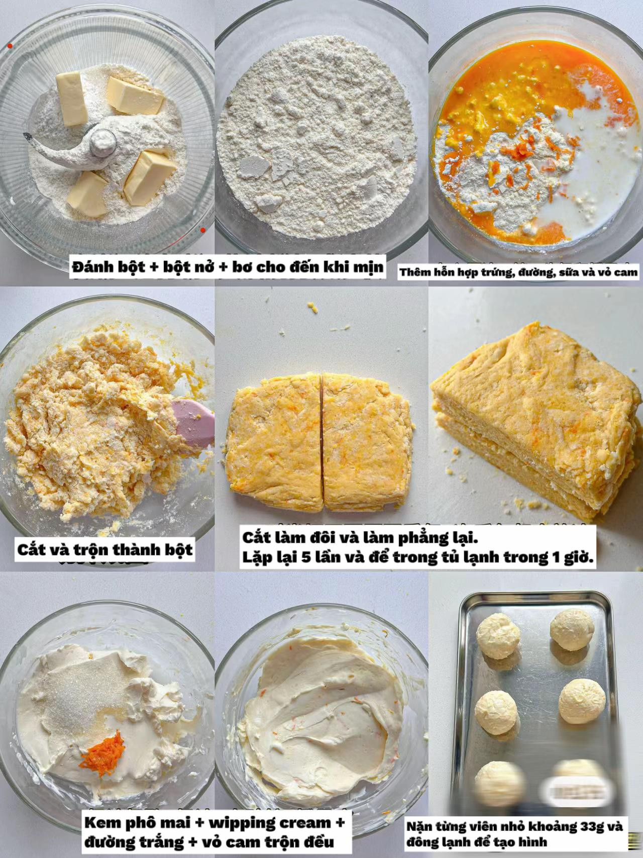 Công thức làm bánh nướng cam (Orange Scone) nhân phô mai béo ngậy