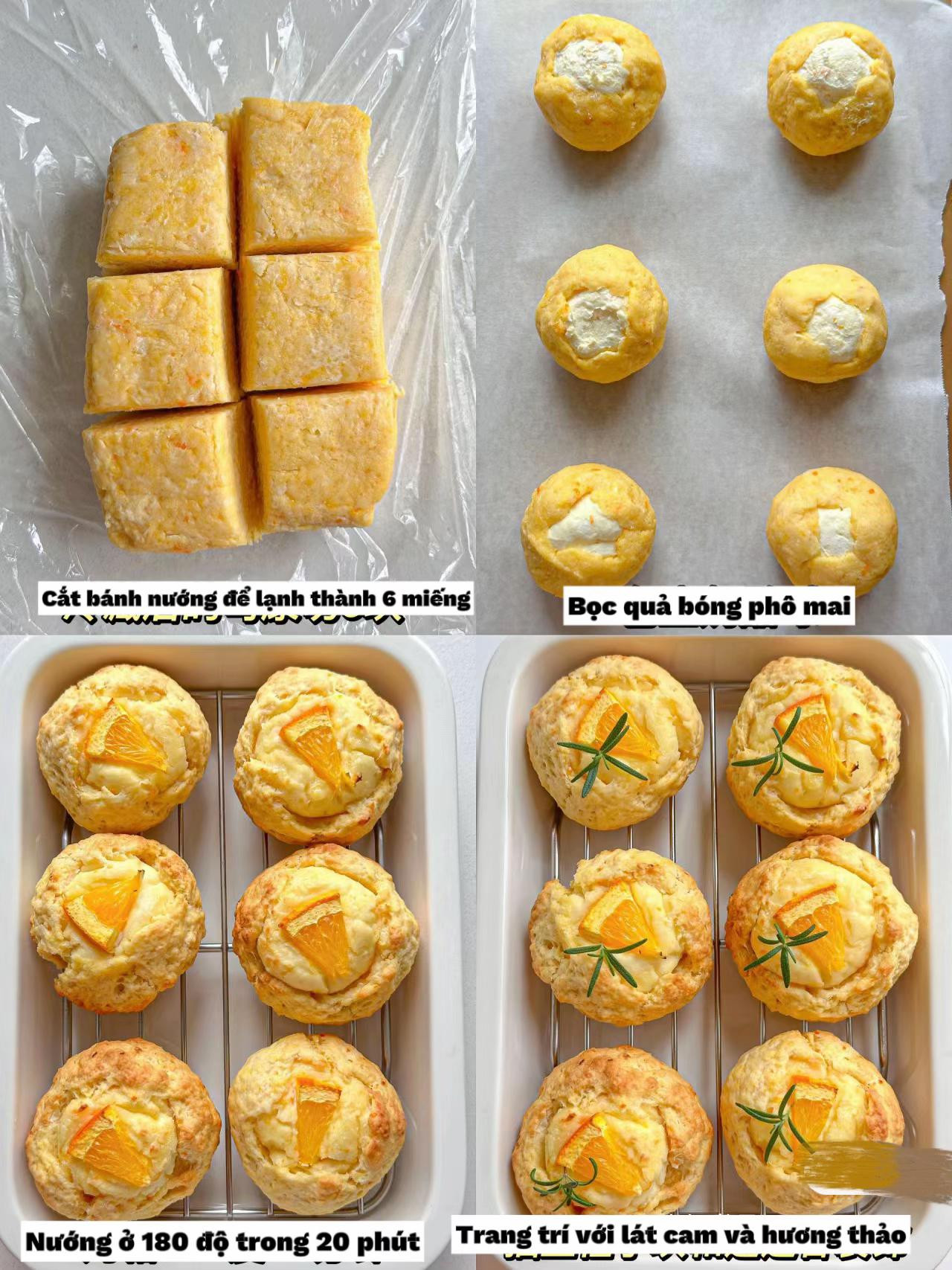 Công thức làm bánh nướng cam (Orange Scone) nhân phô mai béo ngậy
