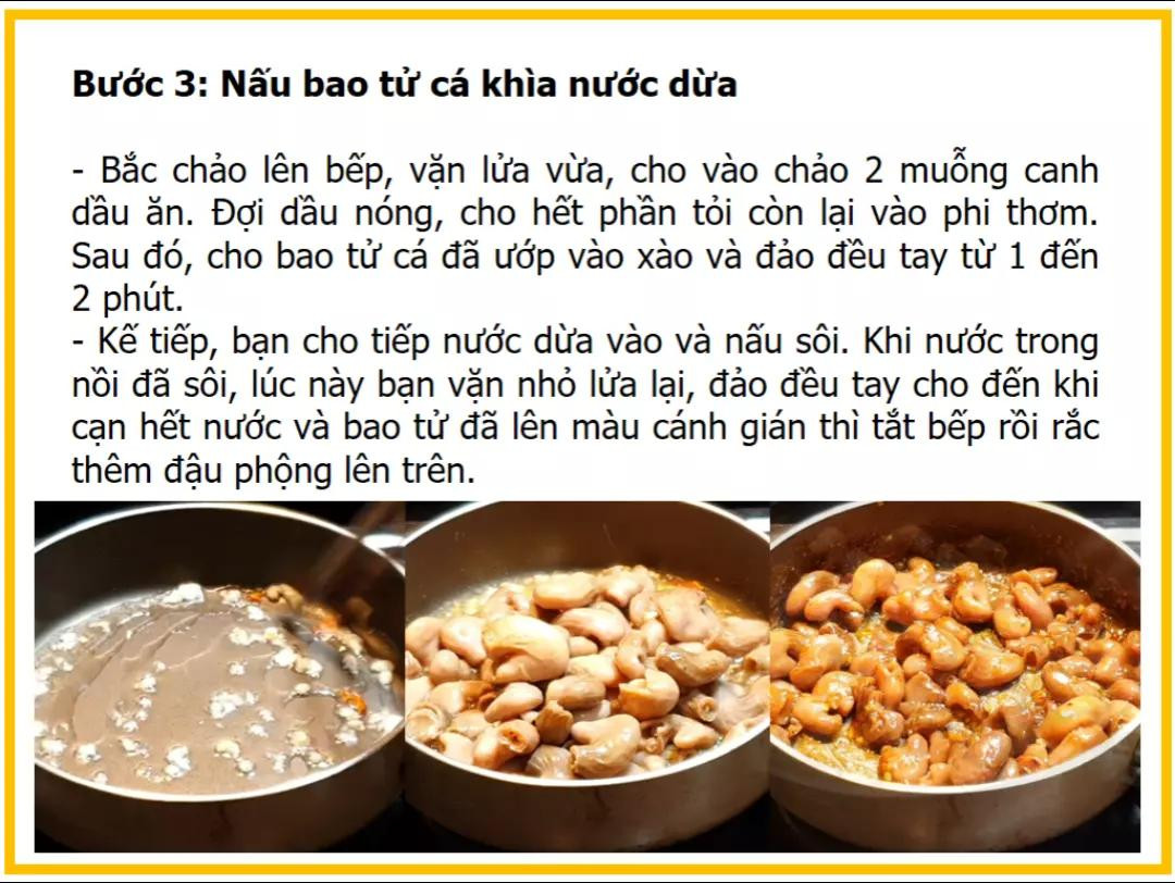 Công thức làm Bao tử cá khìa nước dừa