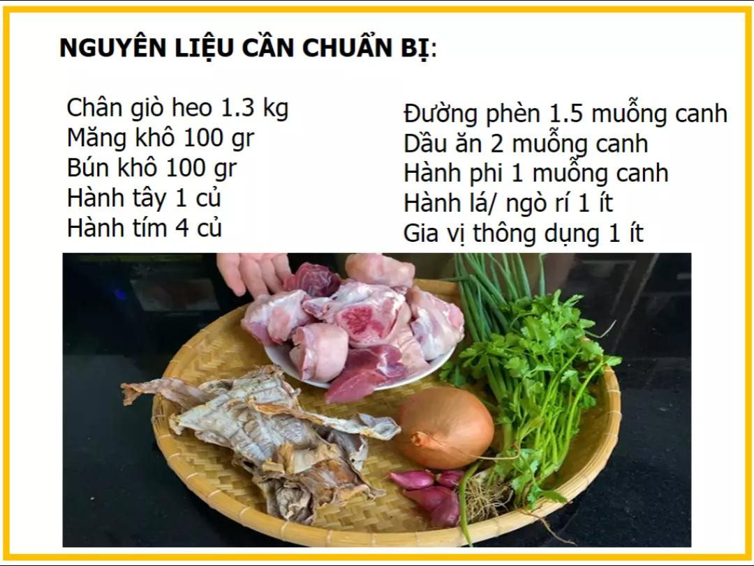 Công thức làm bún măng giò heo: Nguyên liệu, sơ chế và nấu nước dùng