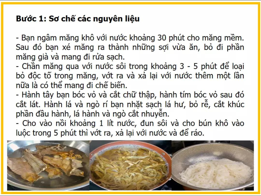 Công thức làm bún măng giò heo: Nguyên liệu, sơ chế và nấu nước dùng