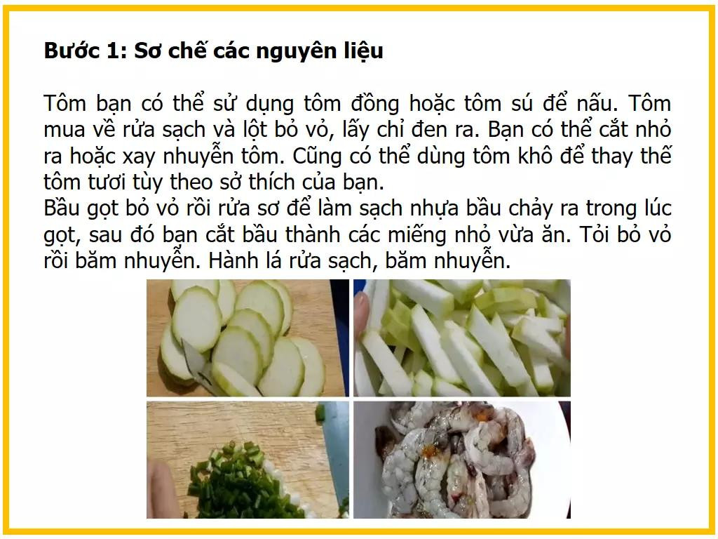Công thức làm canh bầu nấu tôm