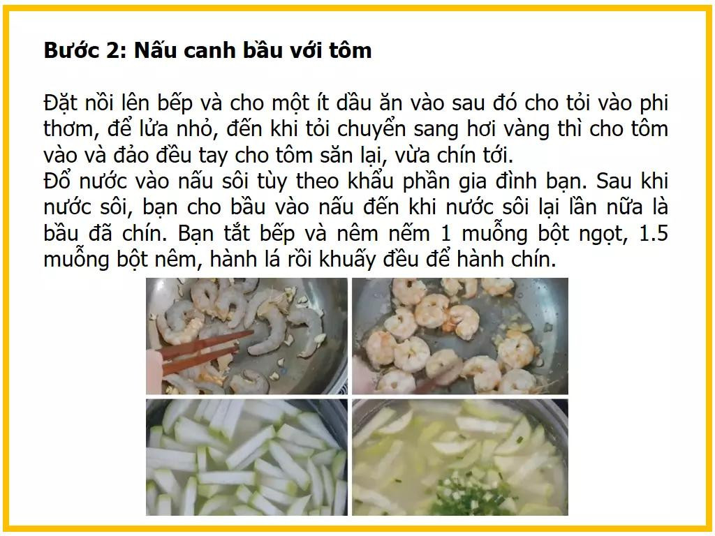 Công thức làm canh bầu nấu tôm