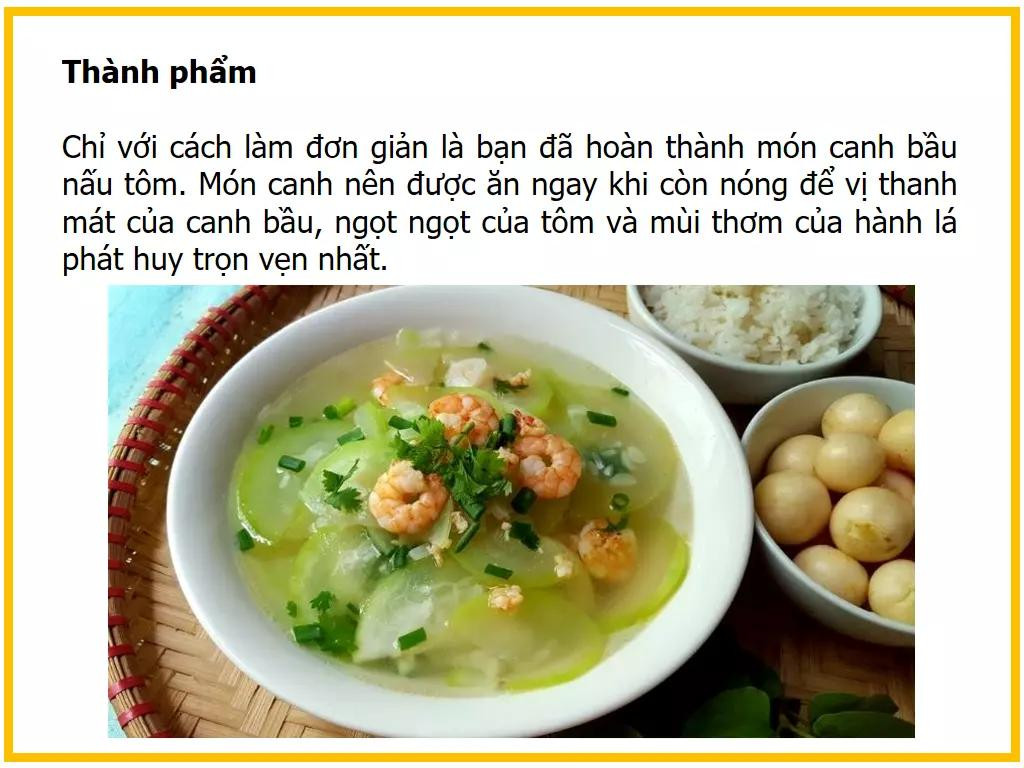Công thức làm canh bầu nấu tôm