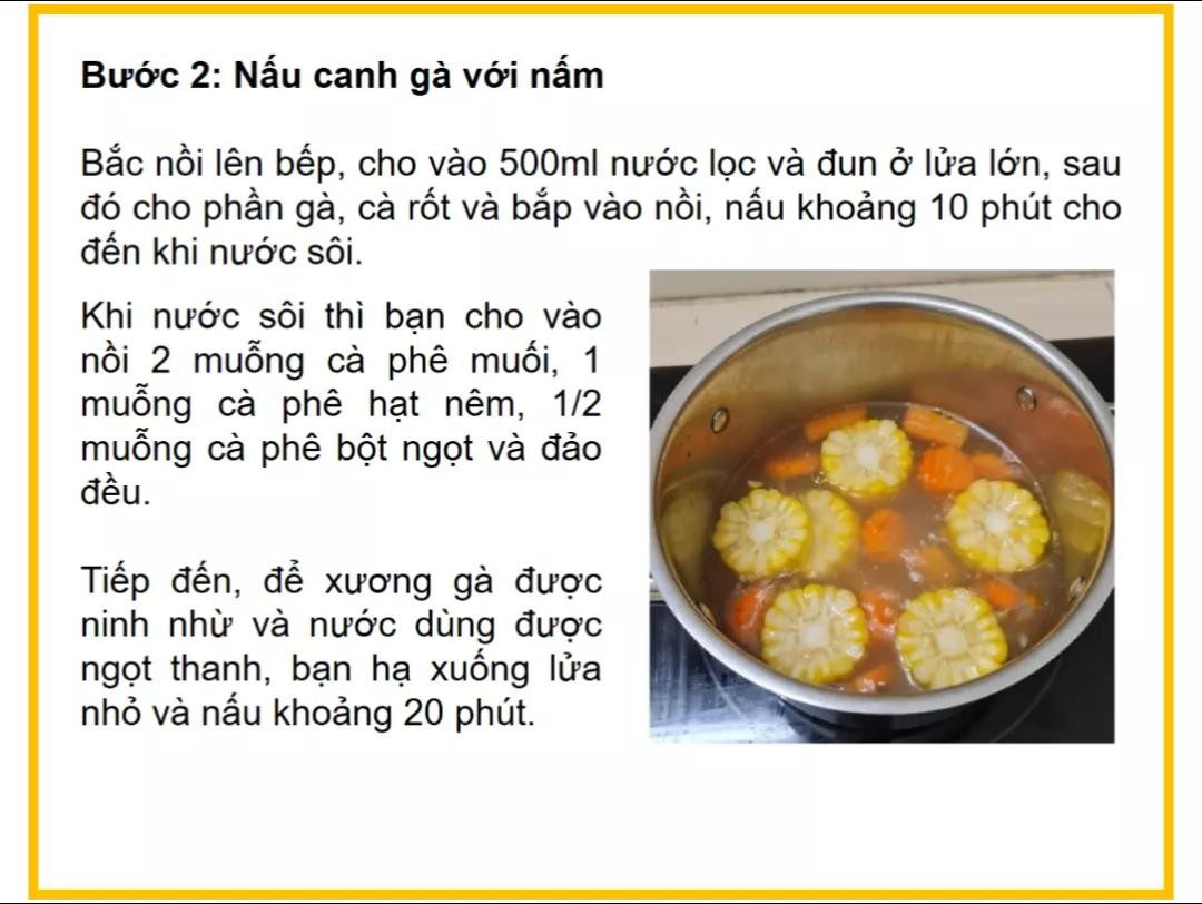 Công thức làm canh gà nấu nấm ngon ngọt với bắp và cà rốt