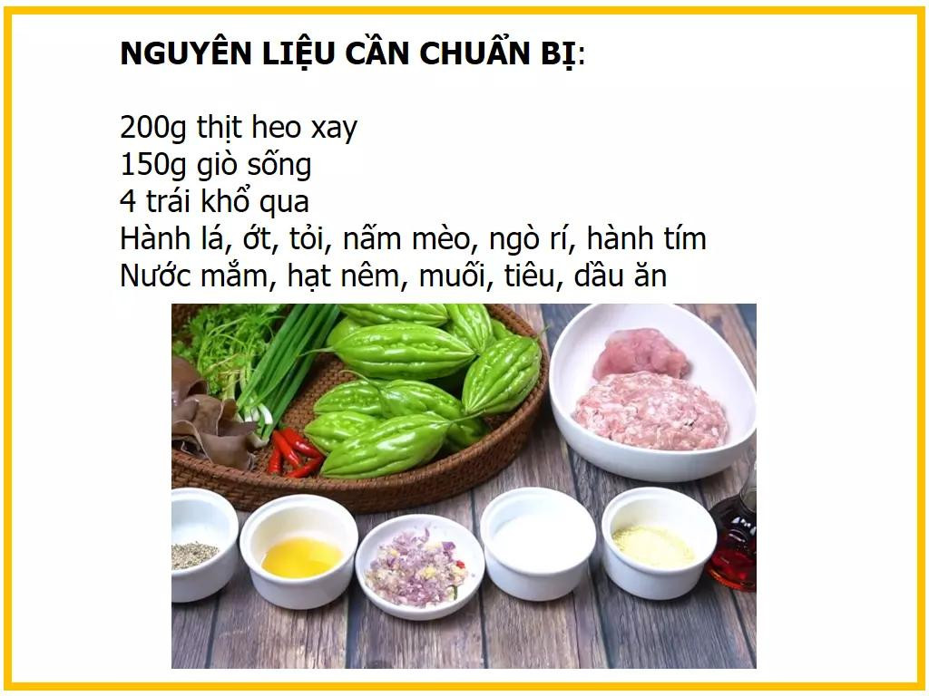 Công thức làm Canh khổ qua nhồi thịt với giò sống và nấm mèo