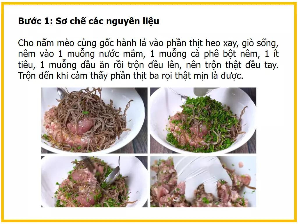 Công thức làm Canh khổ qua nhồi thịt với giò sống và nấm mèo