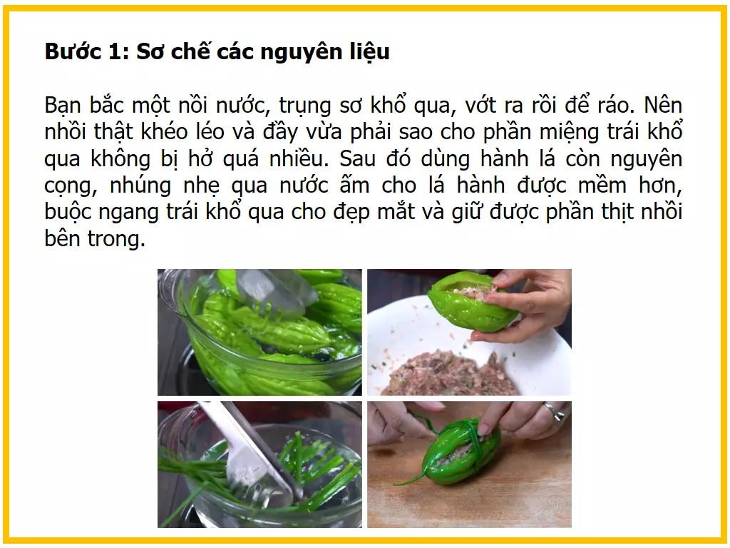 Công thức làm Canh khổ qua nhồi thịt với giò sống và nấm mèo