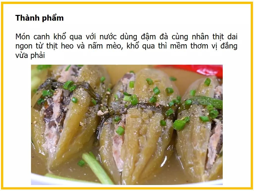 Công thức làm Canh khổ qua nhồi thịt với giò sống và nấm mèo