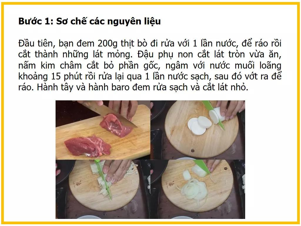 Công thức làm canh kim chi đậu phụ thịt bò và nấm kim châm ngon tại nhà