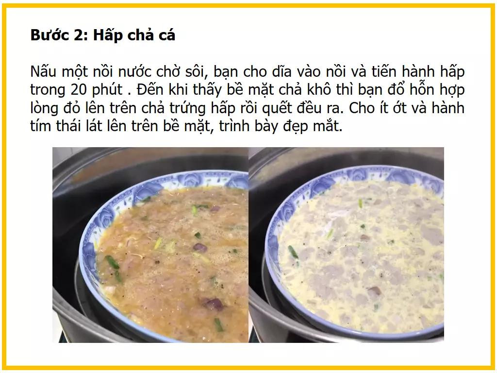 Công thức làm Chả cá hấp từ cá thác lác, trứng gà và hành tím