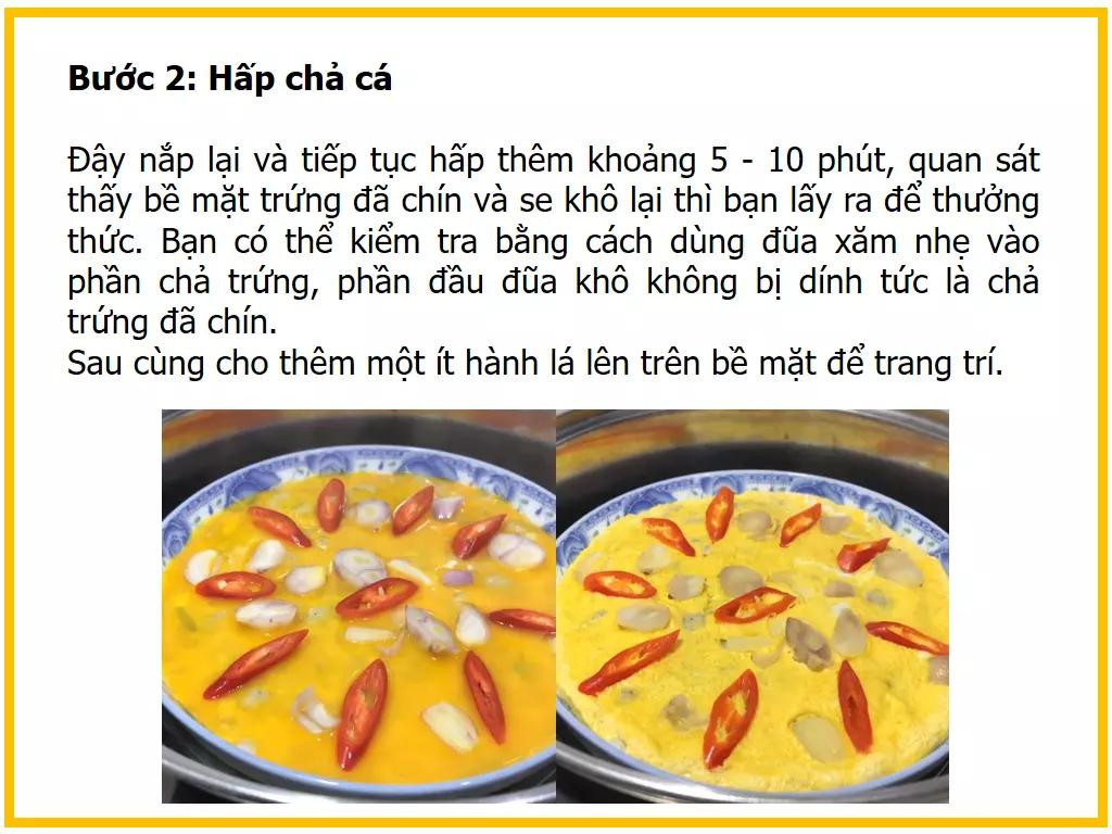 Công thức làm Chả cá hấp từ cá thác lác, trứng gà và hành tím