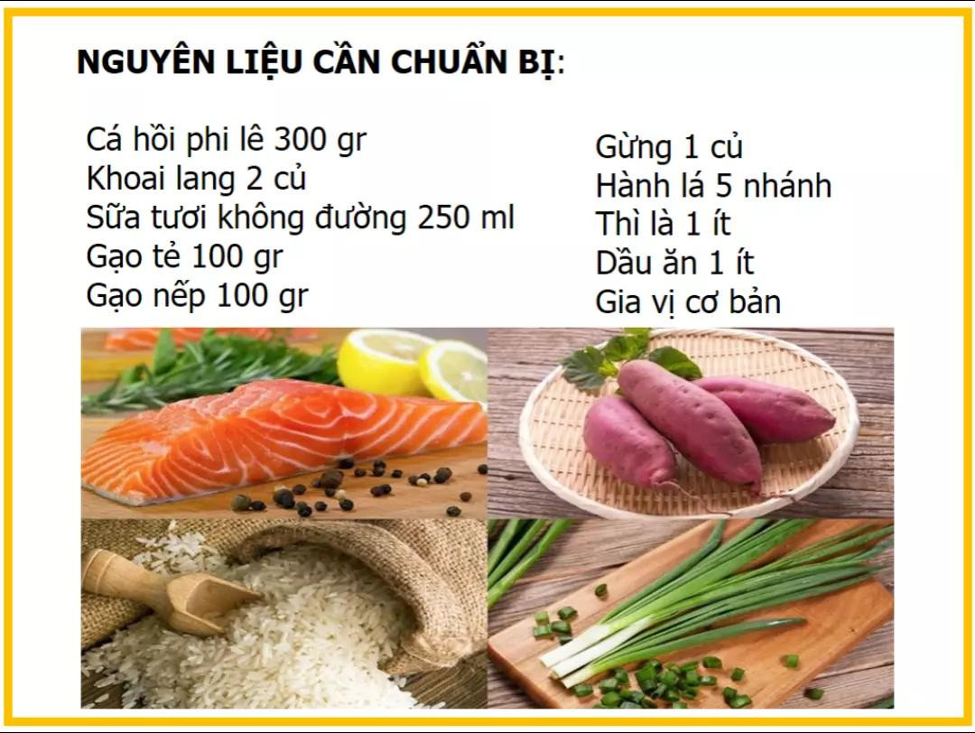 Công thức làm cháo cá hồi khoai lang ngon tại nhà