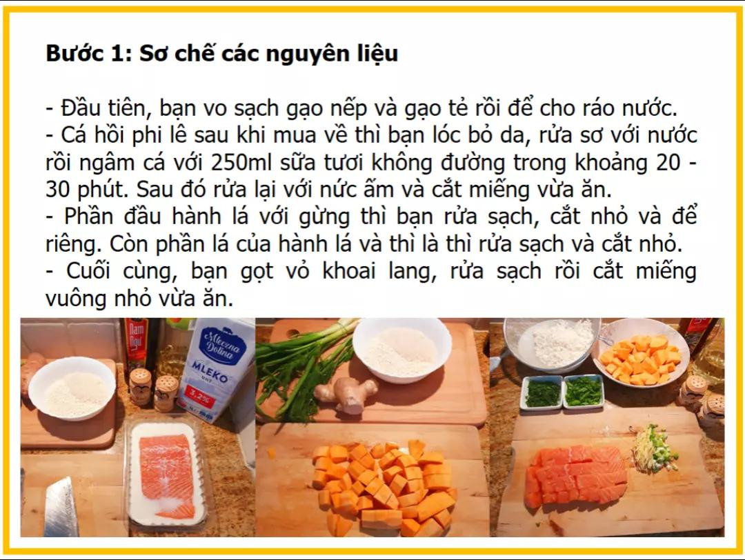 Công thức làm cháo cá hồi khoai lang ngon tại nhà