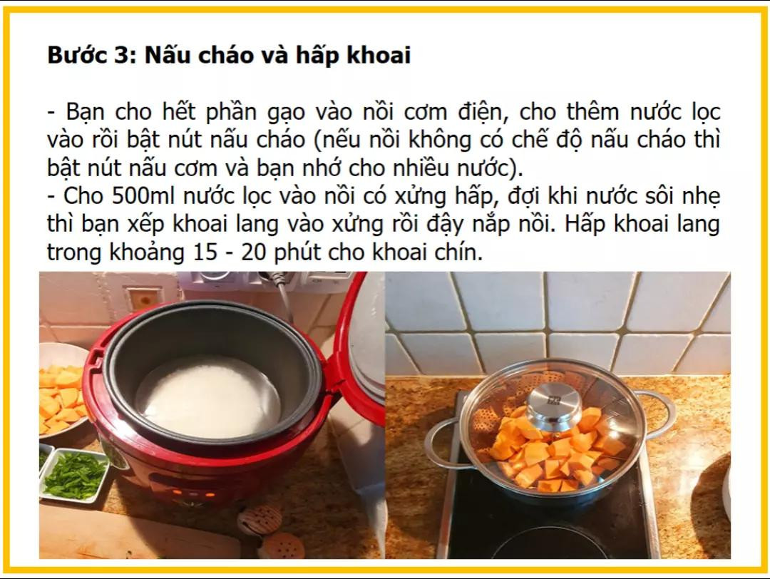 Công thức làm cháo cá hồi khoai lang ngon tại nhà