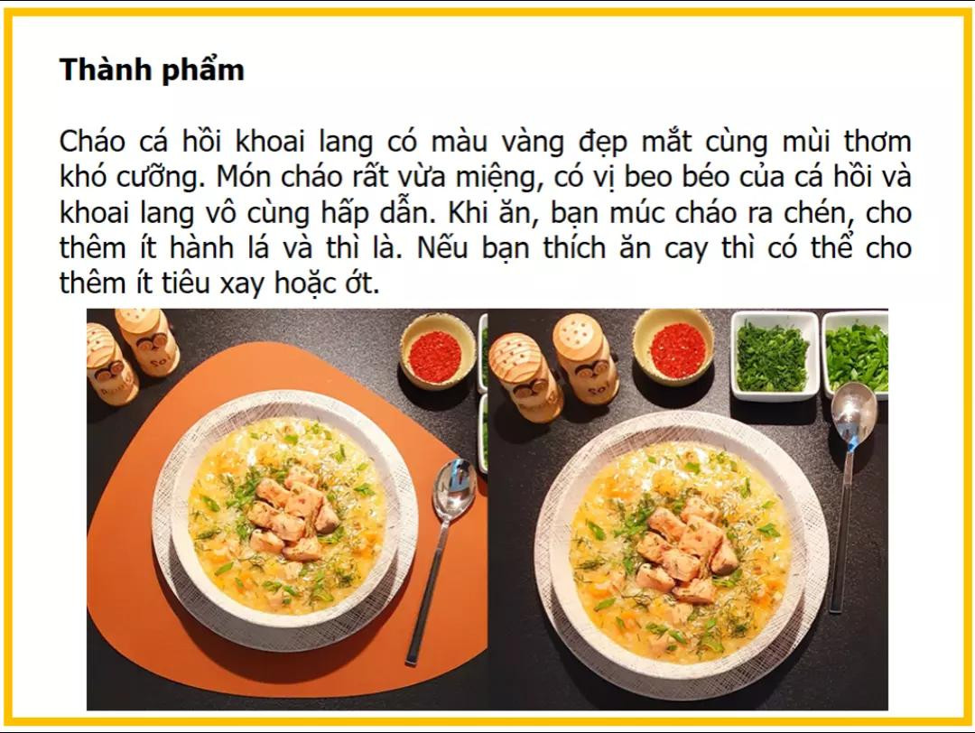 Công thức làm cháo cá hồi khoai lang ngon tại nhà