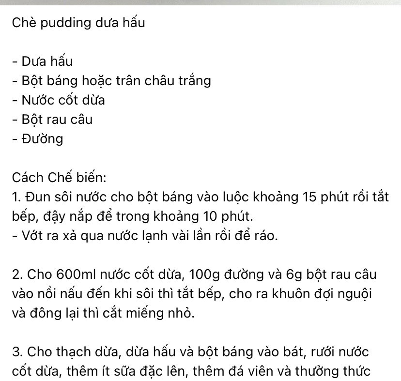 Công thức làm chè pudding dừa hấu ngon, mát lạnh với thạch rau câu và trân châu