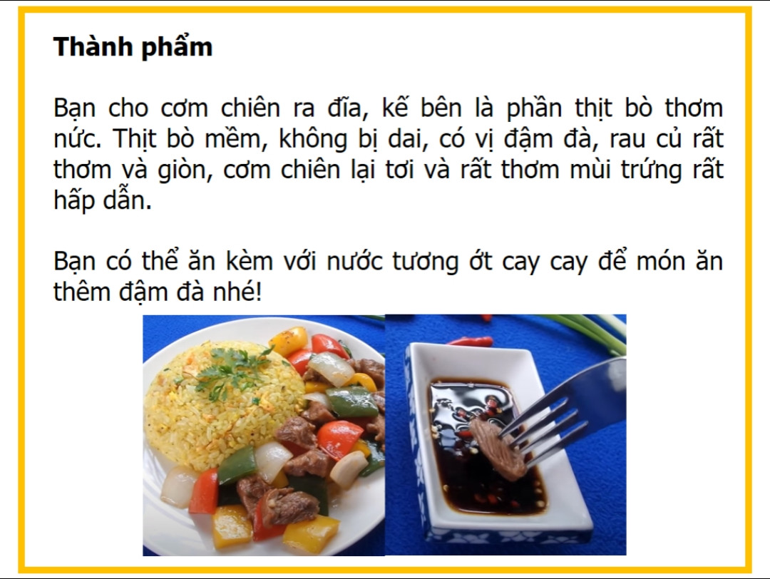 Công thức làm cơm chiên bò lúc lắc
